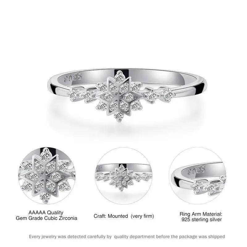 Fashion Luxury 925 Sterling Silver Snowflake Ring  - 2021 Trending Fashion Jewelry for women Wedding Band Ring Promise Love Engagement Rings