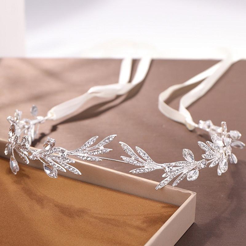 Fashion New Crystal Silver Color Tiara Crowns Leaf Rhinestone Wedding Headbands Hairbands Bridal Women Hair Jewelry Gorgeous Hair Accessories For Women