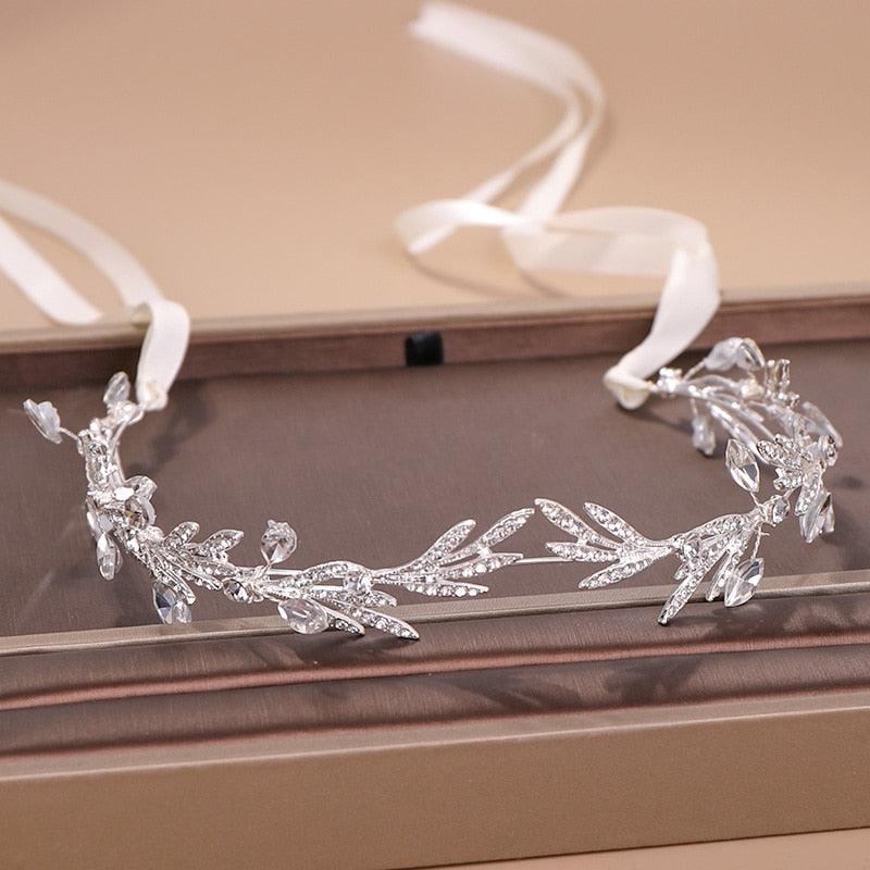 Fashion New Crystal Silver Color Tiara Crowns Leaf Rhinestone Wedding Headbands Hairbands Bridal Women Hair Jewelry Gorgeous Hair Accessories For Women