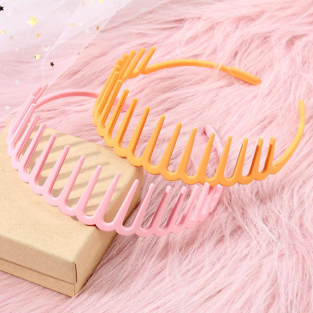 Fashion Simple Headdress Solid Color Resin Hair Comb Hairbands Headband Hair Hoop Bezel With Teeth Gorgeous Hair Accessories For Women