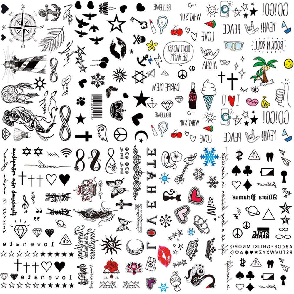 Fashion Small Sexy Black Temporary Waterproof Tattoo Cute Star Heart Tattoos Sticker Body Finger Tattoo For Kids Womens