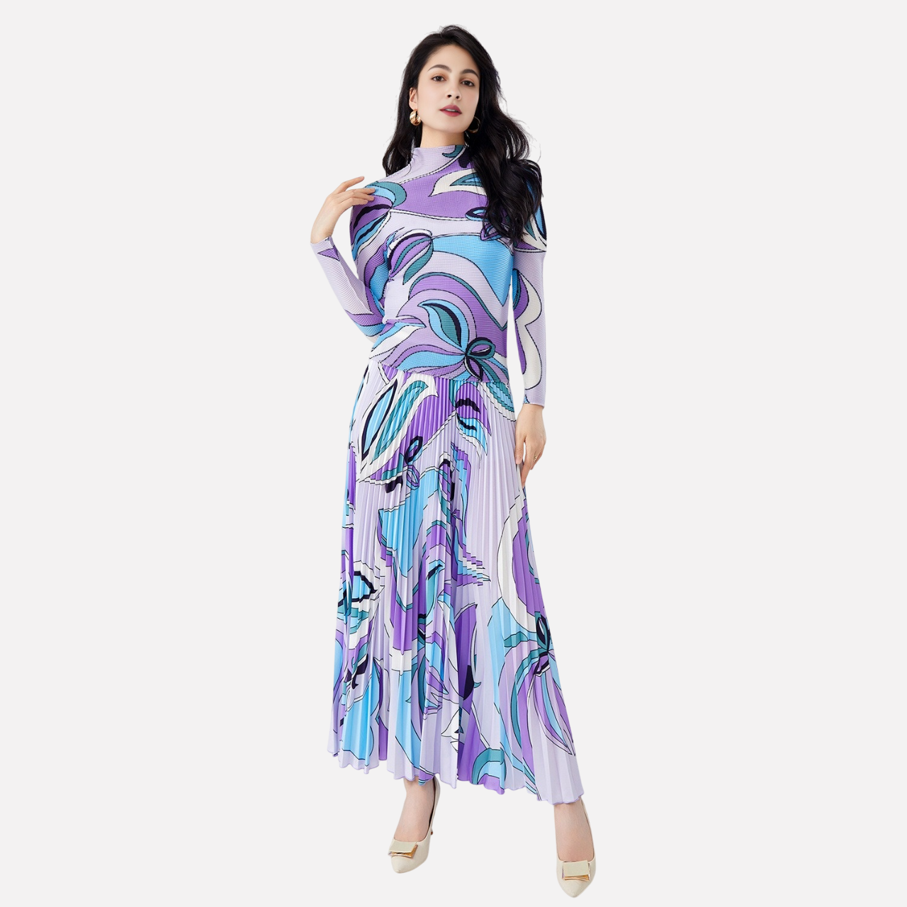 Fashion suit women's pleated two-piece set