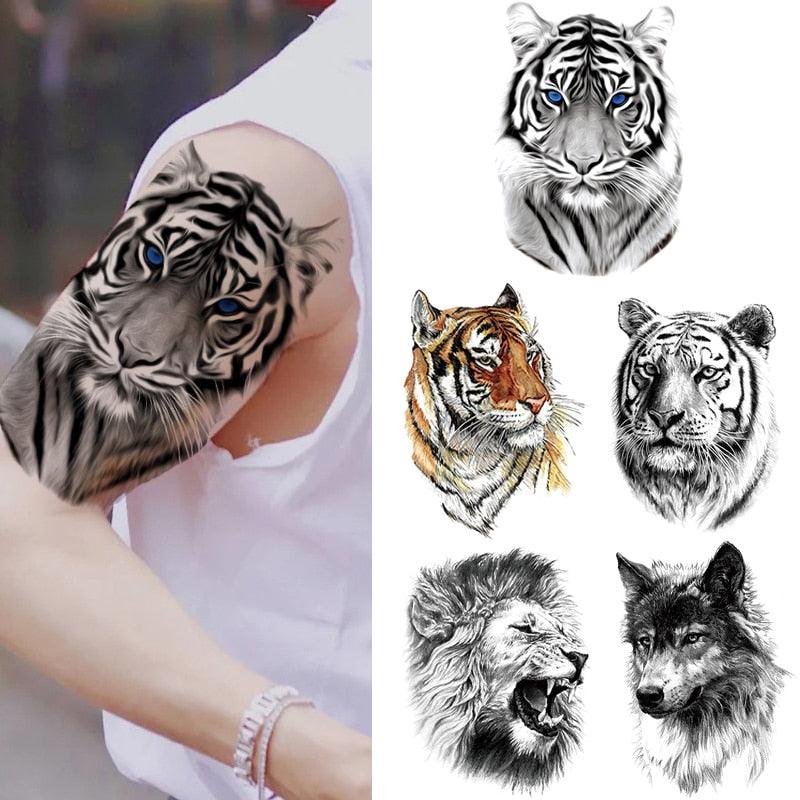 Fashion Temporary Sticker Tiger Tattoo Waterproof Removable Realistic Body Tatoo For Mens