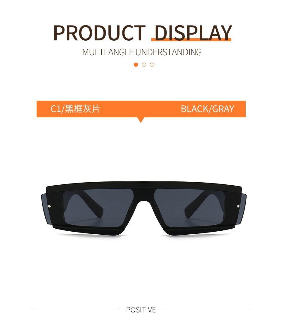Fashion Trendy Chunky Frame 90s Rectangle Popular & Unique Square Small Sunglasses For Women & Men Rectangle Personalized Sun Glasses Design Outdoor Decent Shades Eyewear