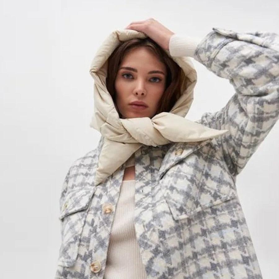 Fashion Winter Light Soft Warm Puffer Neckerchief Puff Neck Scarf Lightweight Head Wrap Headscarf Scarf Triangle Shawl Hood Scarf Puffy For Women