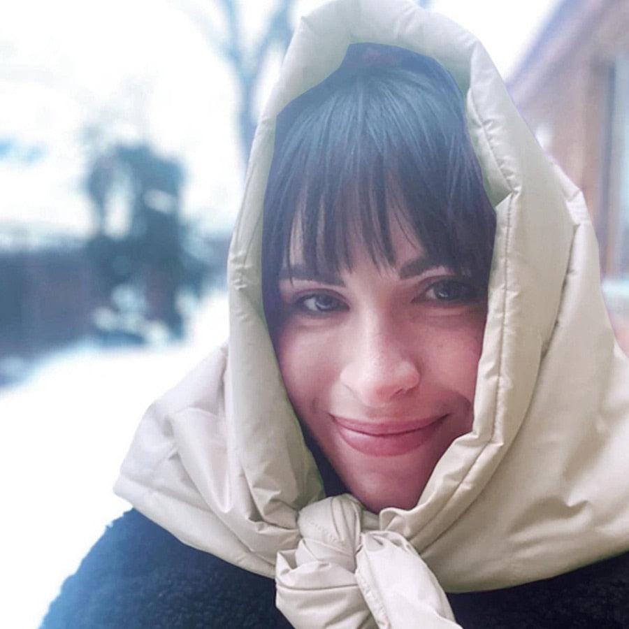 Fashion Winter Light Soft Warm Puffer Neckerchief Puff Neck Scarf Lightweight Head Wrap Headscarf Scarf Triangle Shawl Hood Scarf Puffy For Women