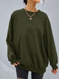 Fashionable round neck long sleeved letter solid color loose hoodie
