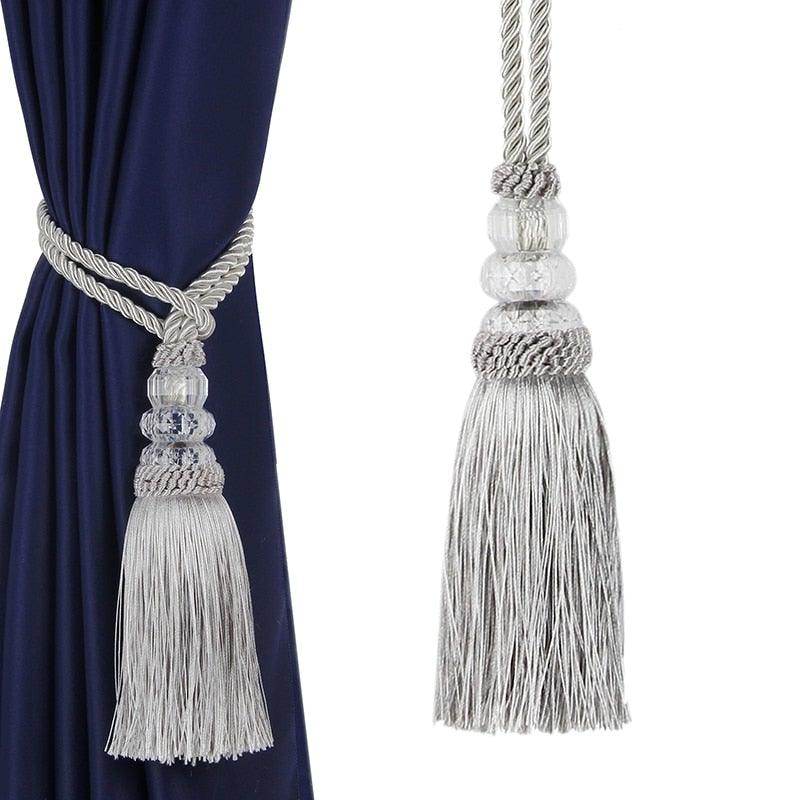 Faux Crystal Beaded Tassels Fringe Curtain Tieback Rope Window Decoration Door Hanging Ball Tassel Accessories Wonderful Curtain Holdbacks Curtains Tiebacks Home Decorative Braided Buckle Fastener Accessories Window Drapery Ball Tassels Tiebacks 50CM