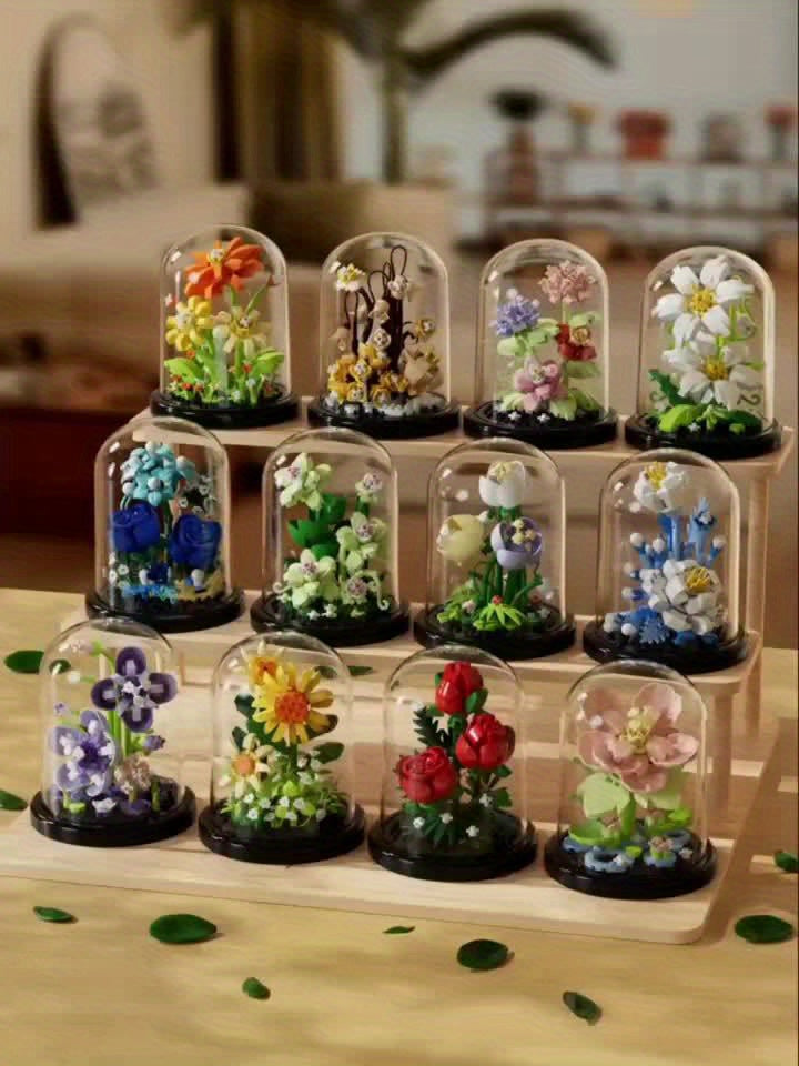 DIY Flower Building Blocks Set - Romantic Proposal Decor, Desktop Ornament & Puzzle Toy, Perfect Birthday Gift Ramadan Mubarak
