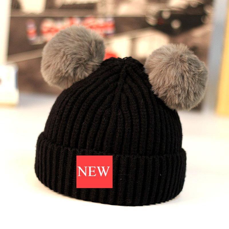 Modern Trend New Baby Beanies Hats Children Knitted Pompom Winter Autumn Cute Cap  Warm Girl Hat With Two Balls