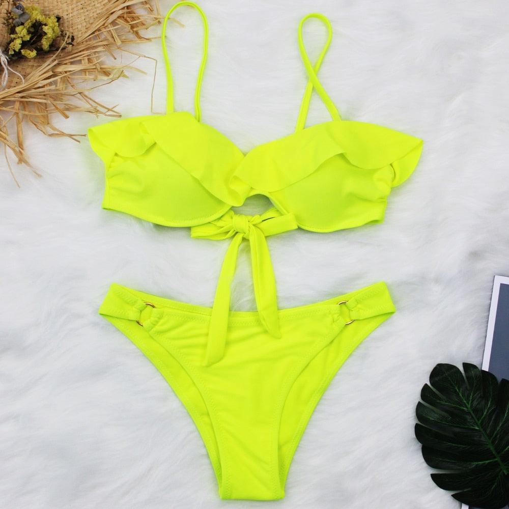 Female Two Piece Swimsuit Low Waist Bikini Floral Printing Swimwear Push Up Bathing Suit  Detachable Padded Push Up Striped Bikini Set Two Piece Swimsuit Ladies Vintage Lace Bikini Sets Beach Swimwear