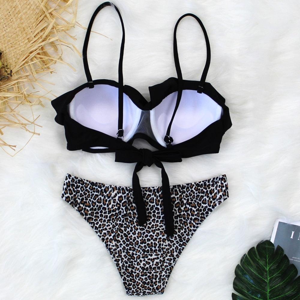 Female Two Piece Swimsuit Low Waist Bikini Floral Printing Swimwear Push Up Bathing Suit  Detachable Padded Push Up Striped Bikini Set Two Piece Swimsuit Ladies Vintage Lace Bikini Sets Beach Swimwear
