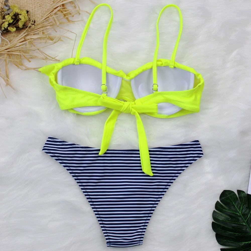 Female Two Piece Swimsuit Low Waist Bikini Floral Printing Swimwear Push Up Bathing Suit  Detachable Padded Push Up Striped Bikini Set Two Piece Swimsuit Ladies Vintage Lace Bikini Sets Beach Swimwear