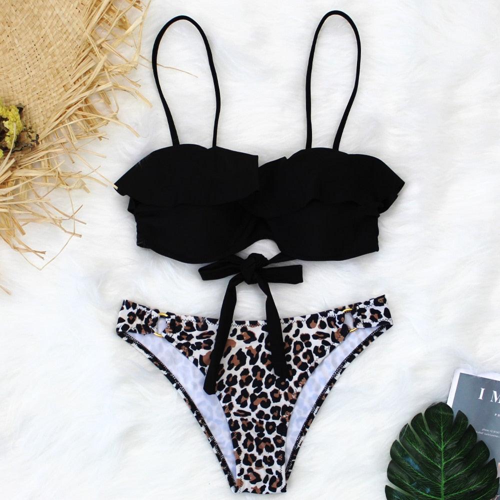 Female Two Piece Swimsuit Low Waist Bikini Floral Printing Swimwear Push Up Bathing Suit  Detachable Padded Push Up Striped Bikini Set Two Piece Swimsuit Ladies Vintage Lace Bikini Sets Beach Swimwear