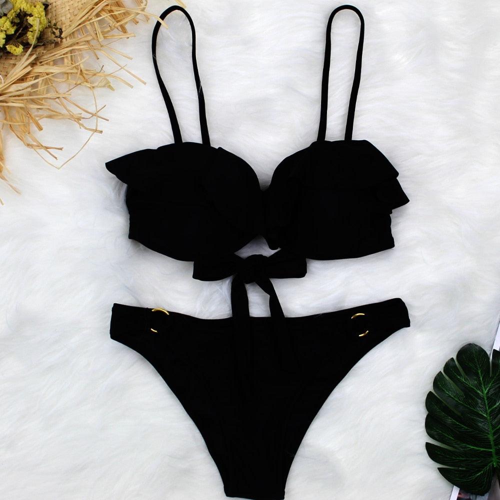Female Two Piece Swimsuit Low Waist Bikini Floral Printing Swimwear Push Up Bathing Suit  Detachable Padded Push Up Striped Bikini Set Two Piece Swimsuit Ladies Vintage Lace Bikini Sets Beach Swimwear