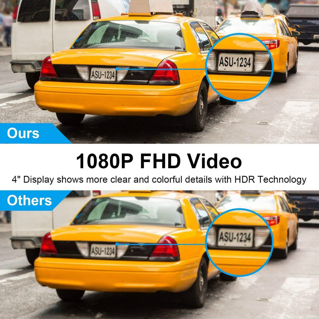 FHD 1080P Dash Cam 4" Screen Dual Cameras