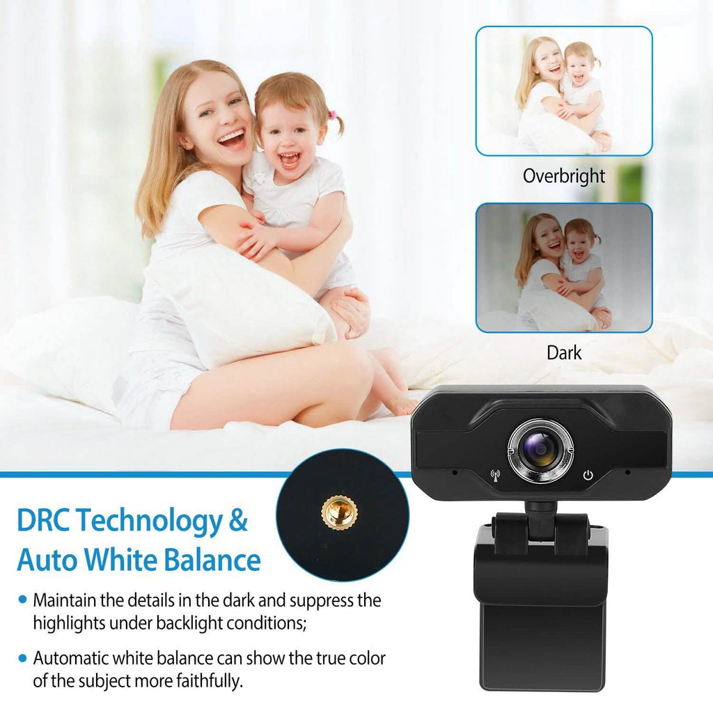 FHD 1080P USB Webcam with 360° Rotatable Clip
