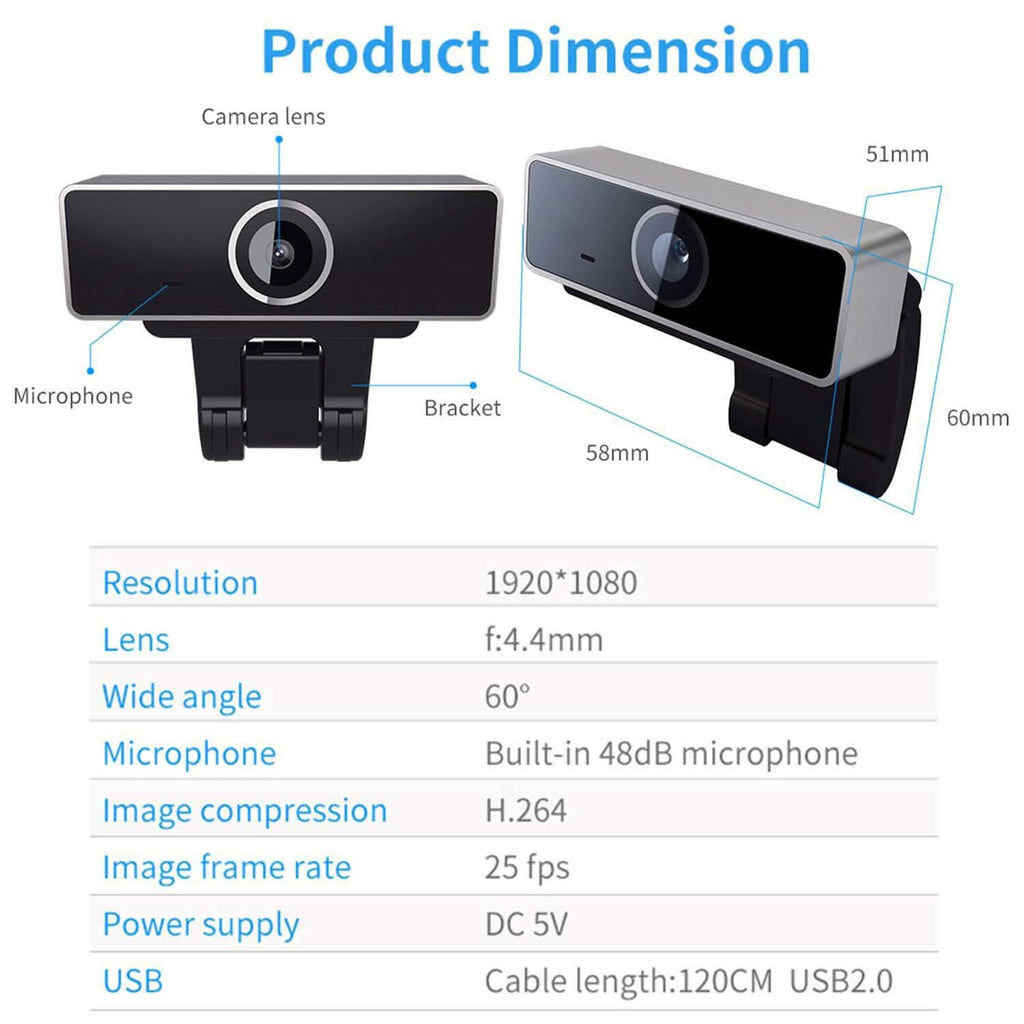 FHD 1080P Webcam USB Auto Focus with Microphone