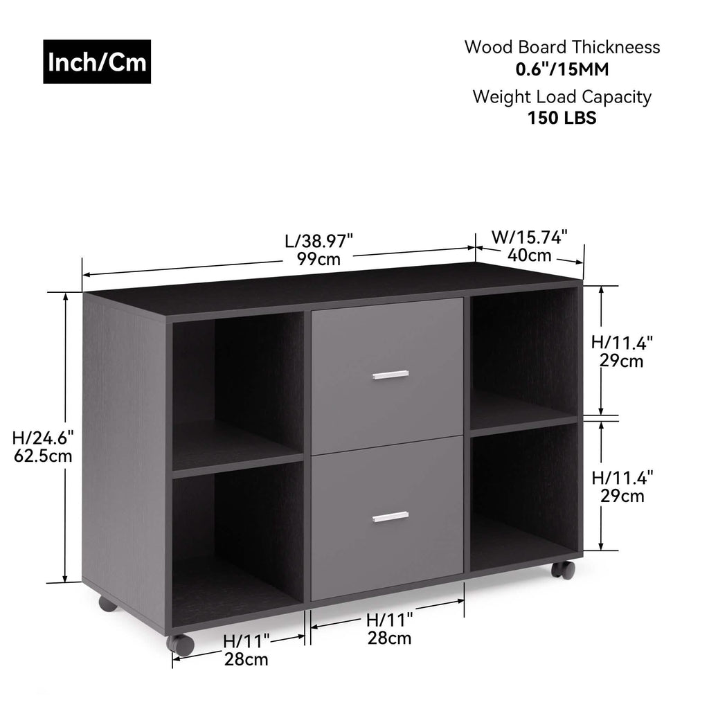 File Cabinet 2 Drawers Wooden Lateral Filling Cabinet