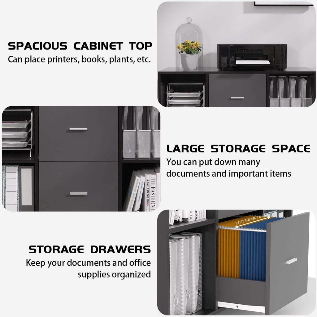 File Cabinet 2 Drawers Wooden Lateral Filling Cabinet