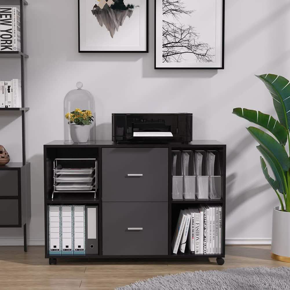 File Cabinet 2 Drawers Wooden Lateral Filling Cabinet