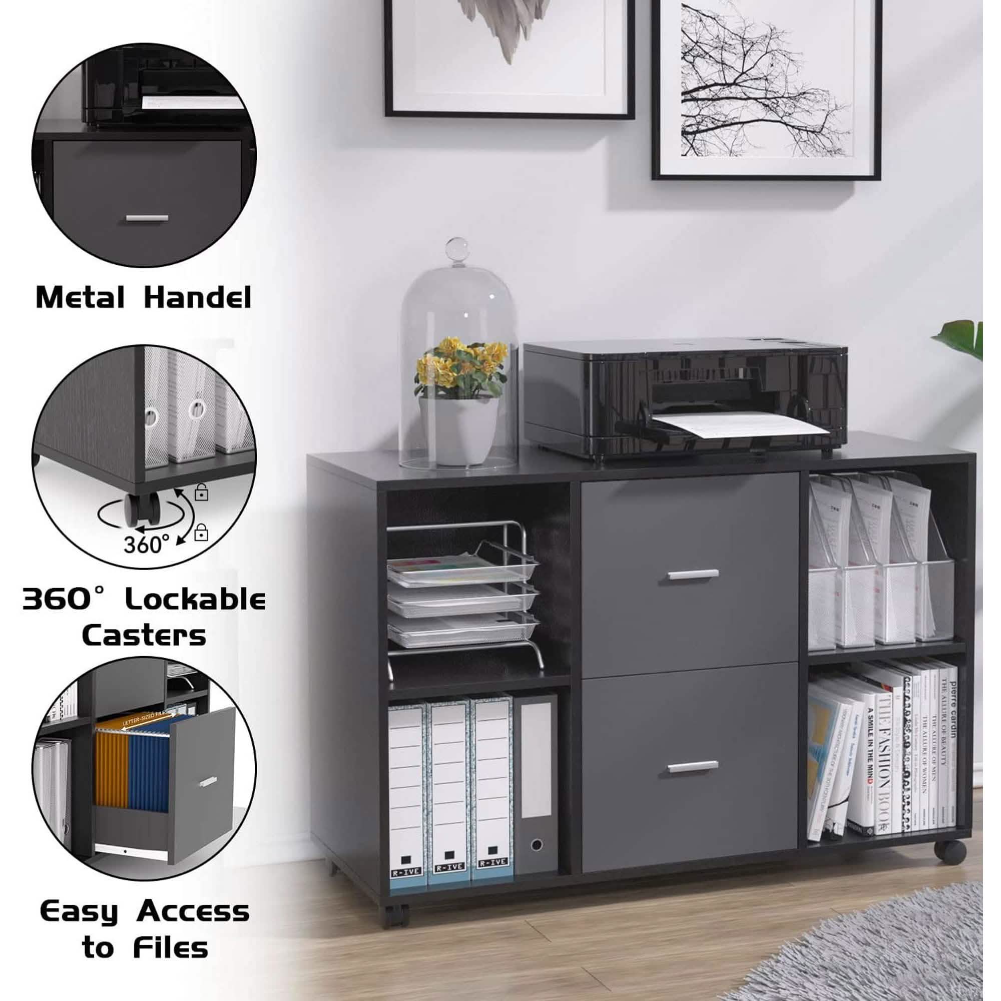 File Cabinet 2 Drawers Wooden Lateral Filling Cabinet