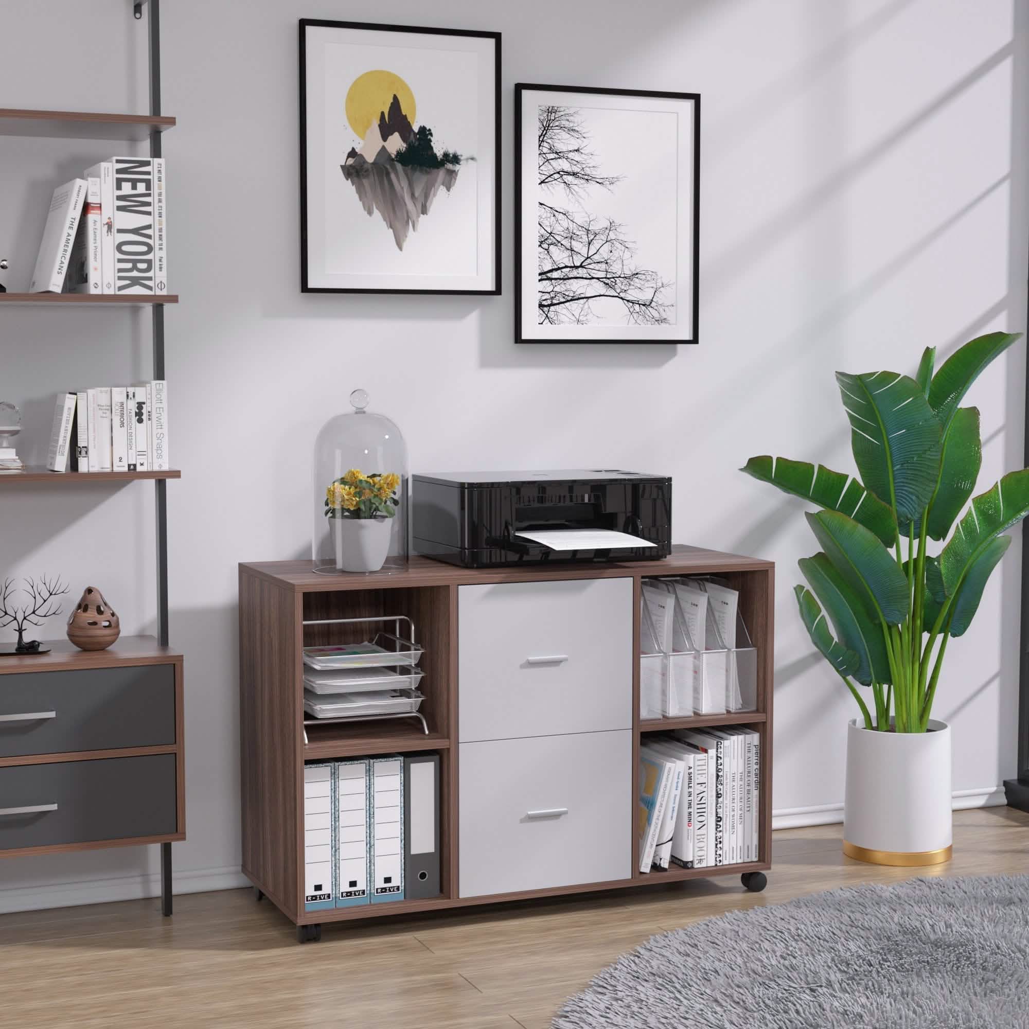 File Cabinet 2 Drawers Wooden Lateral Filling Cabinet
