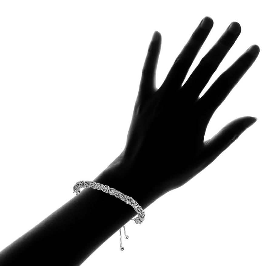 Fine Silver Plated Classic Byzantine Adjustable Bracelet By Paolo Fortelini