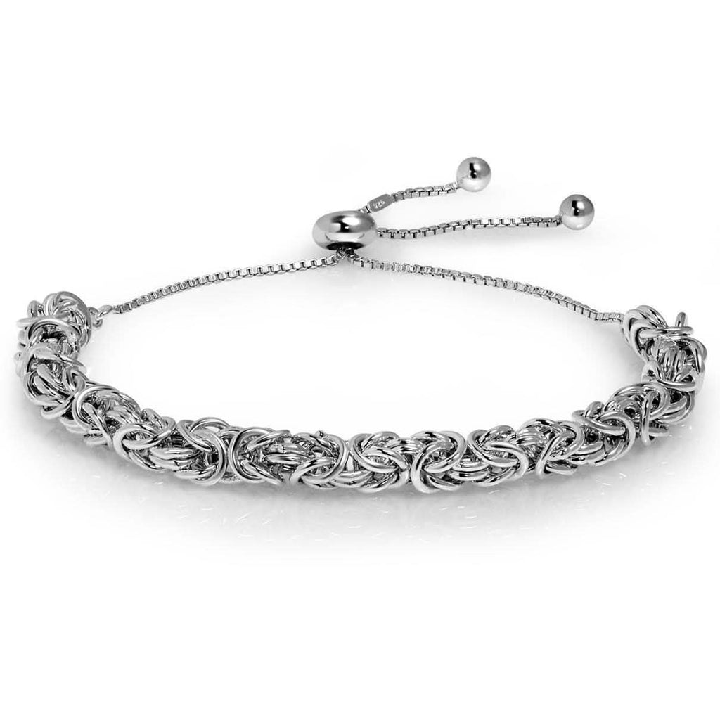 Fine Silver Plated Classic Byzantine Adjustable Bracelet By Paolo Fortelini