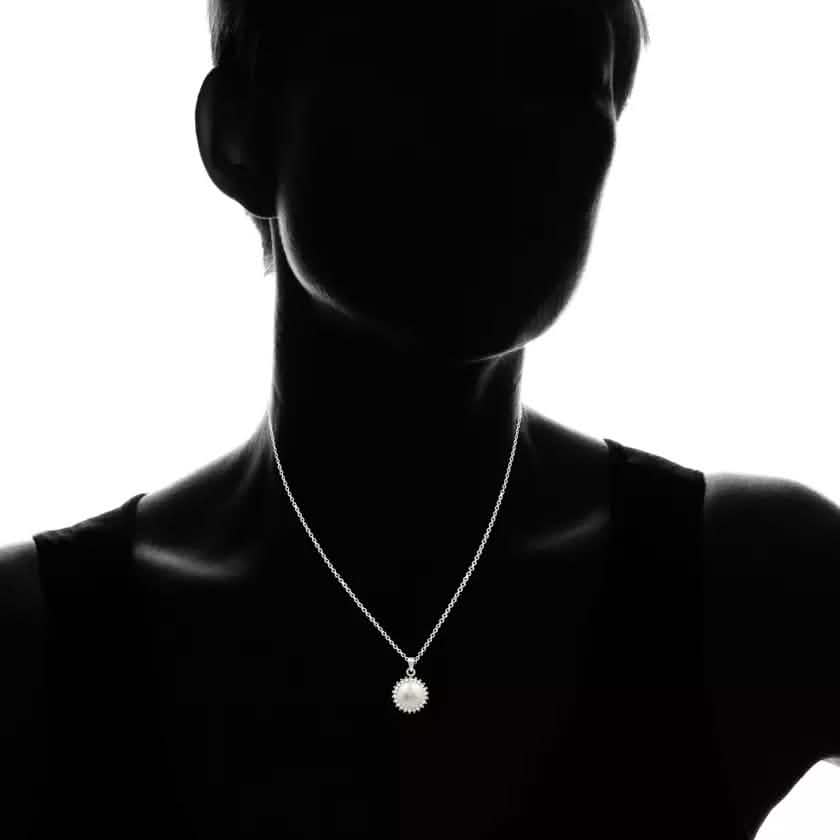 Fine Silver Plated Fancy Pearl Halo Necklace