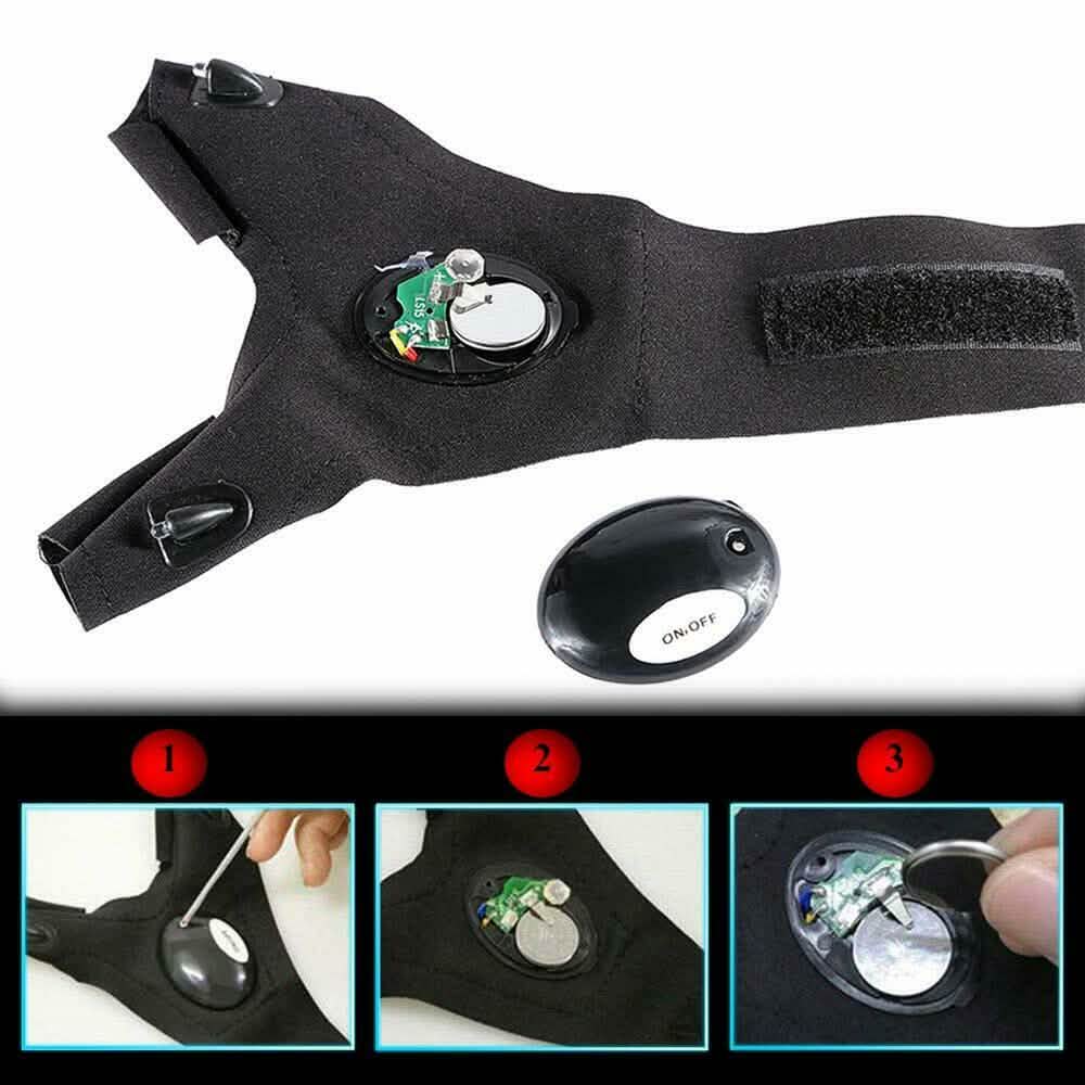 Fingerless LED Flashlight Gloves Auto Repair Fishing Hiking
