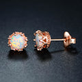 Fire Opal Crown Stud Earrings in 18K Rose Gold Plating