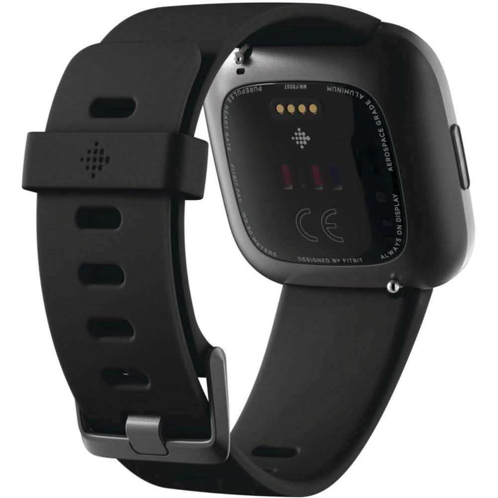 Fitbit - Versa 2 Smartwatch 40mm Aluminum - Black/Carbon with Silicone Band
