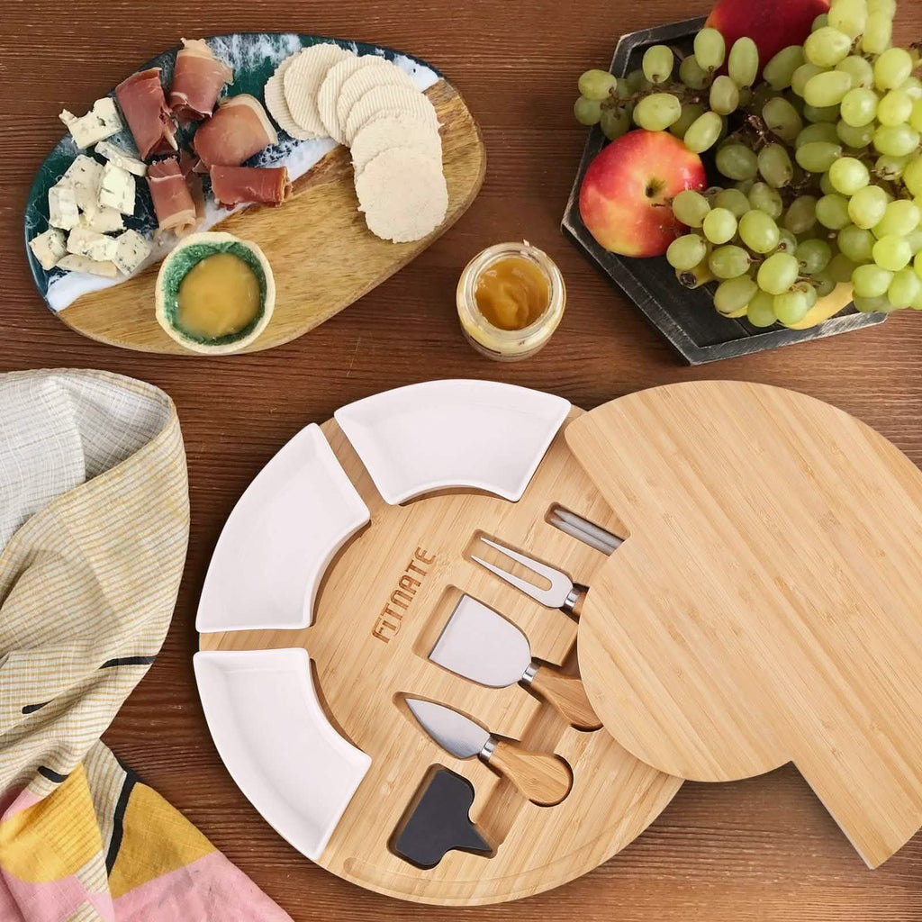 Fitnate Rotatable Round Cheese Cutting Board