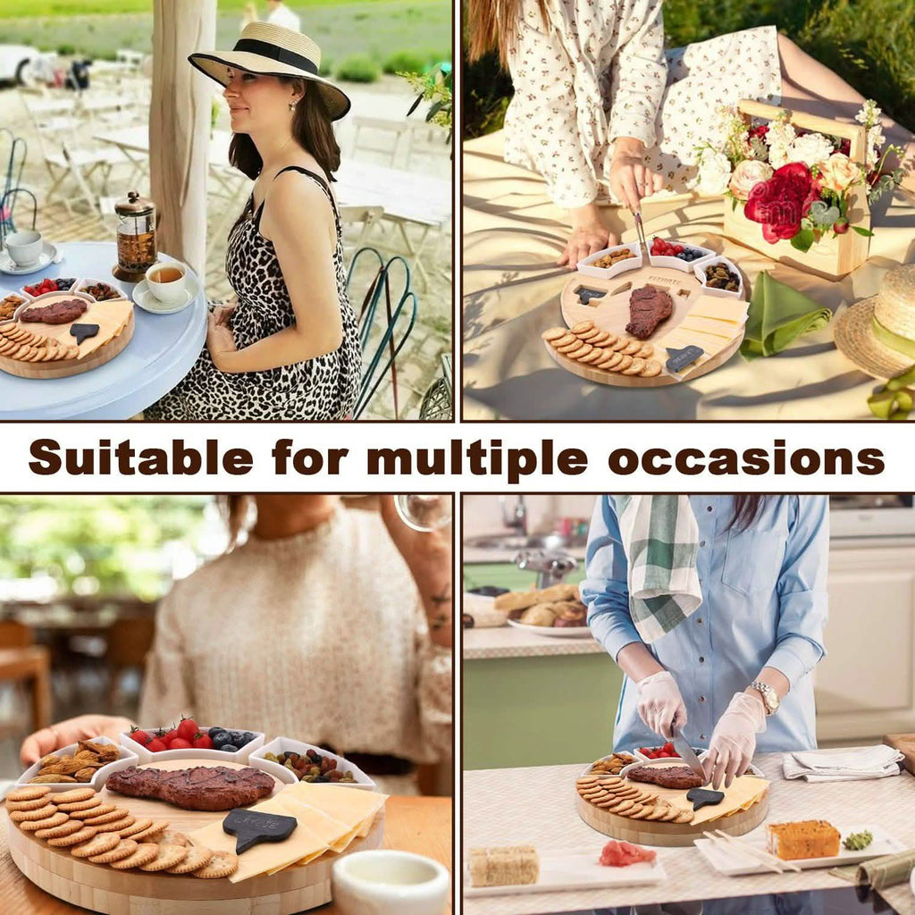 Fitnate Rotatable Round Cheese Cutting Board