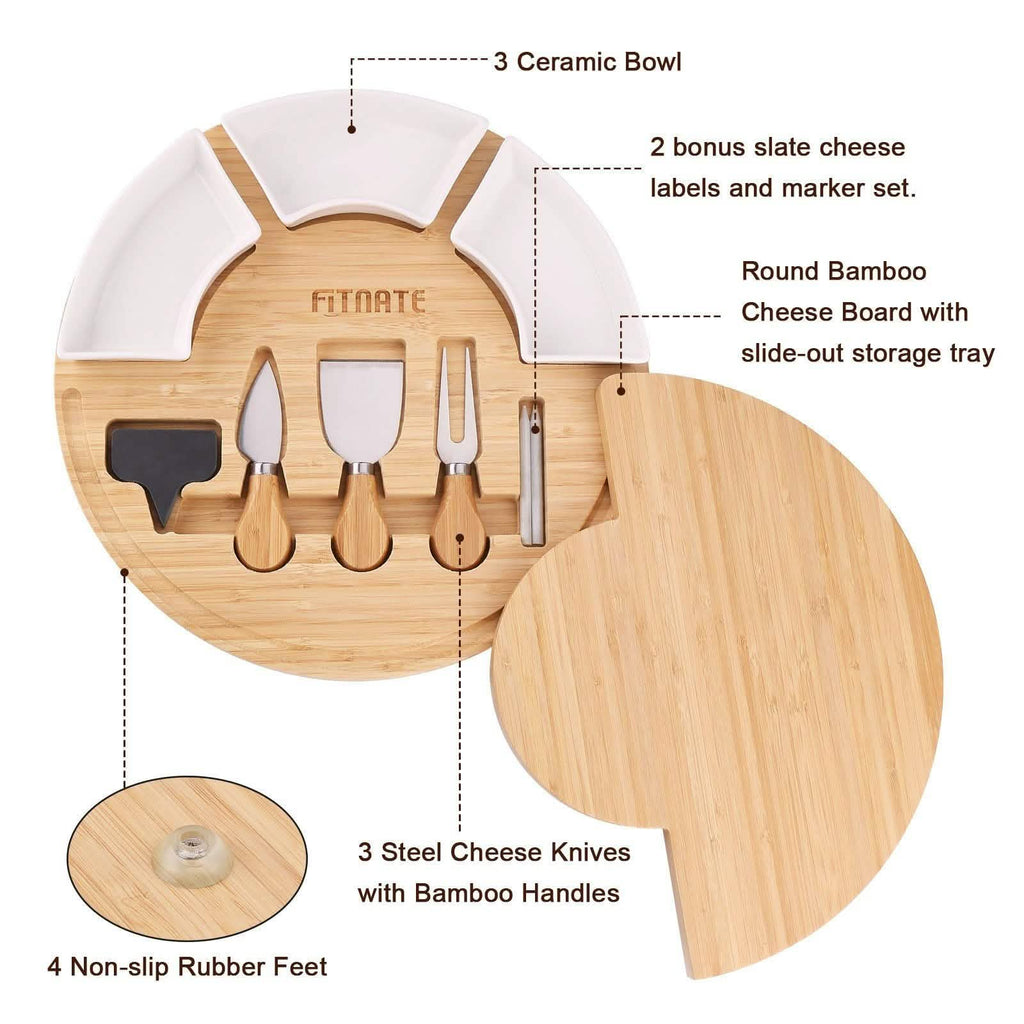 Fitnate Rotatable Round Cheese Cutting Board