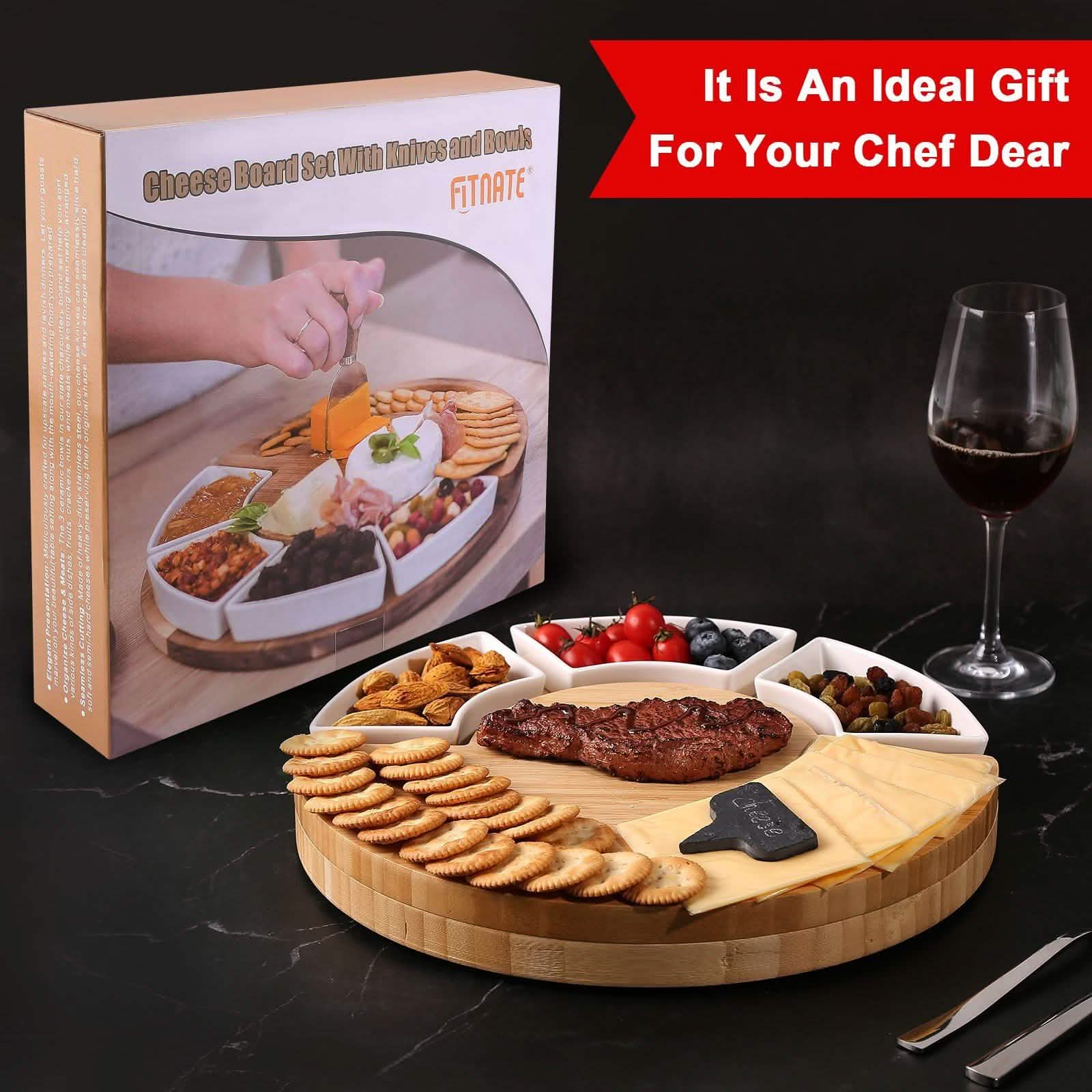 Fitnate Rotatable Round Cheese Cutting Board
