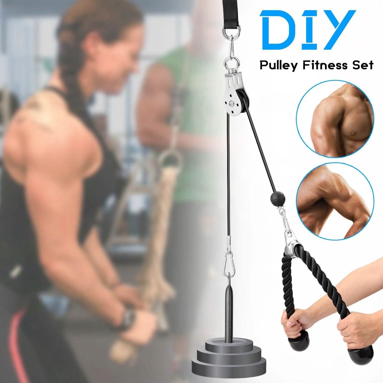 Fitness DIY Pulley Cable Machine Attachment System Training Equipment