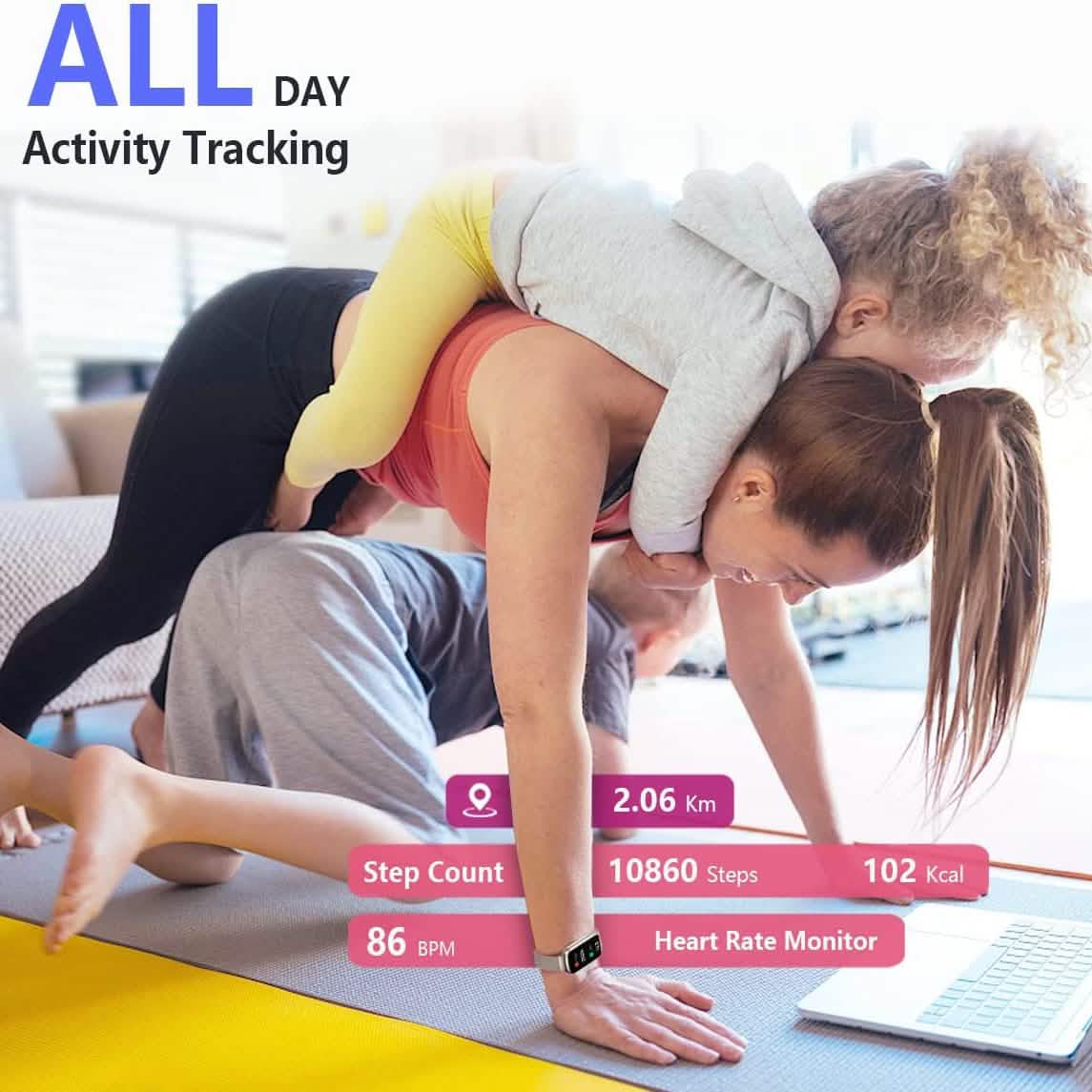Fitness Tracker with Heart Rate Monitor, Blood Pressure Watch for Women