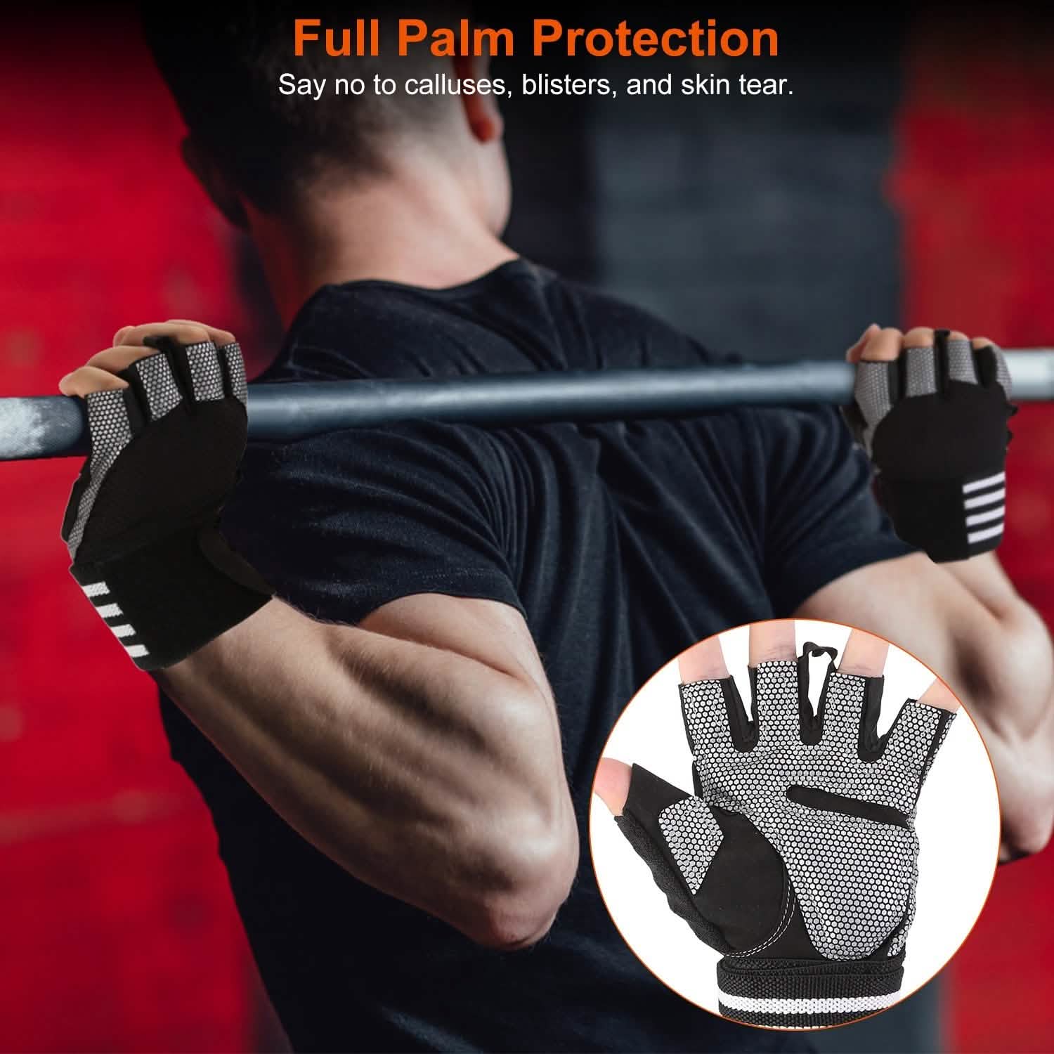 Fitness Workout Gloves with Wrist Wrap Strap