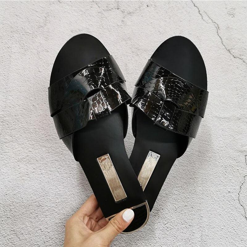 Flat Women Shoes Summer Candy Color Leather Fashion Sandals Open Toe Wear Casual Flip Flops Slip On Comfortable Womens Loafers Women's Flats Elegant Shoes