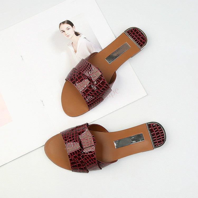 Flat Women Shoes Summer Candy Color Leather Fashion Sandals Open Toe Wear Casual Flip Flops Slip On Comfortable Womens Loafers Women's Flats Elegant Shoes