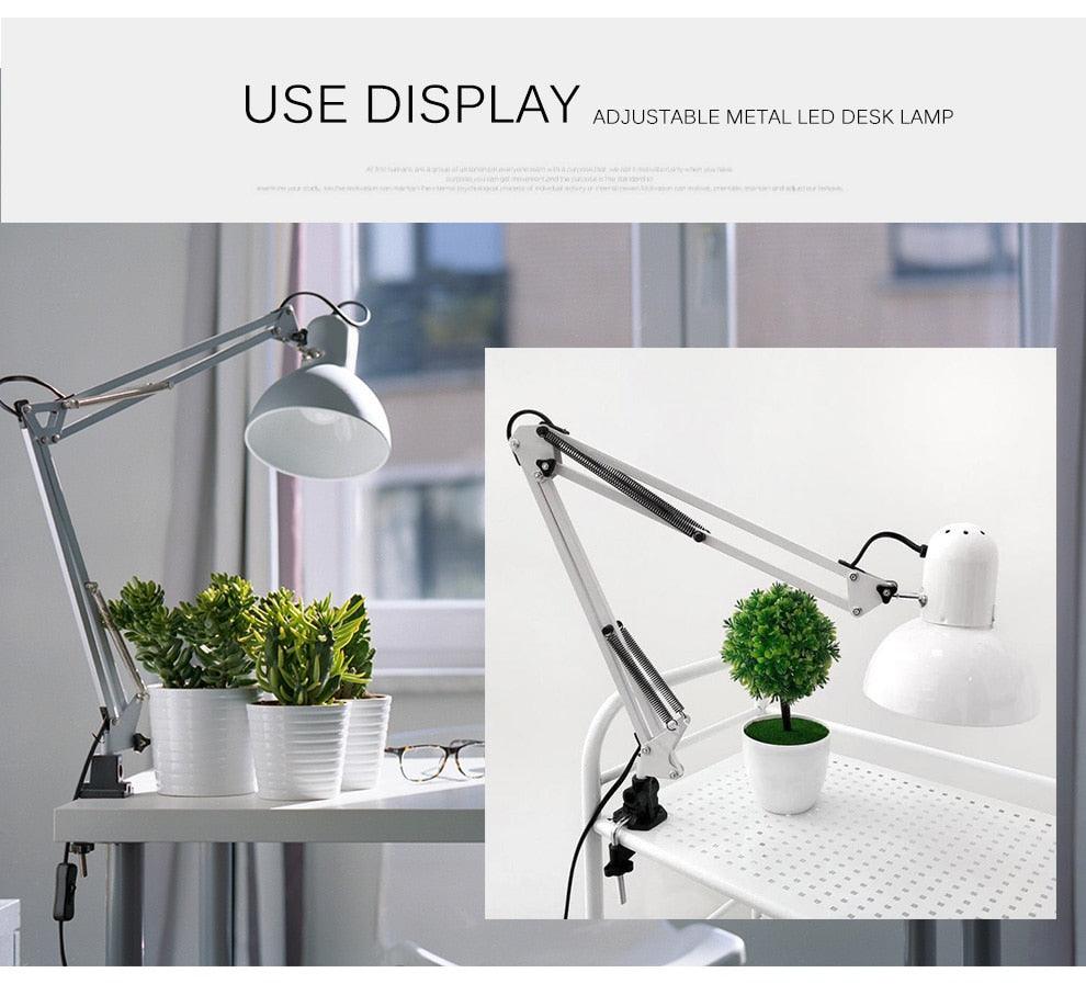 Flexible Led Desk Lamp Home Office Modern Table Lamp Metal Architect Adjustable Folding Reading Light Decorative Table Lamp Cute Study Lamps for Bedroom Décor