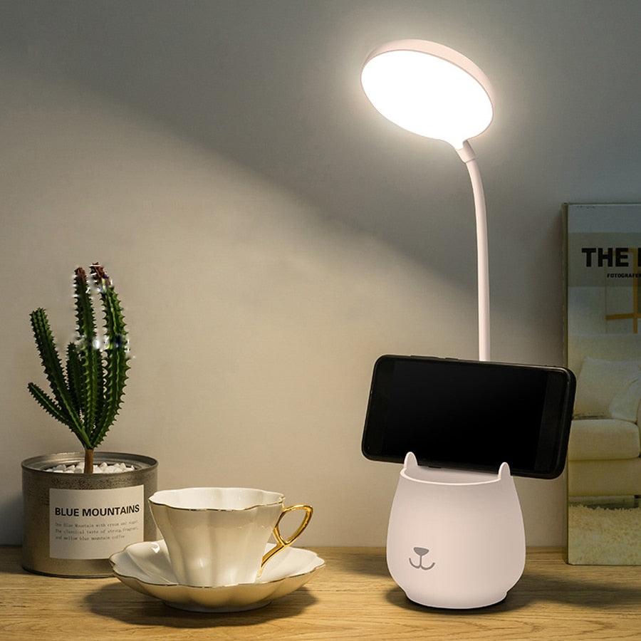 Flexible Led Table Lamps with Usb Touch Dimmable LED Stand Desk Light Reading Lamp Modern Flexible Study Lamp with Pen Holder Decorative Table Lamp Cute Study Lamps for Bedroom Décor