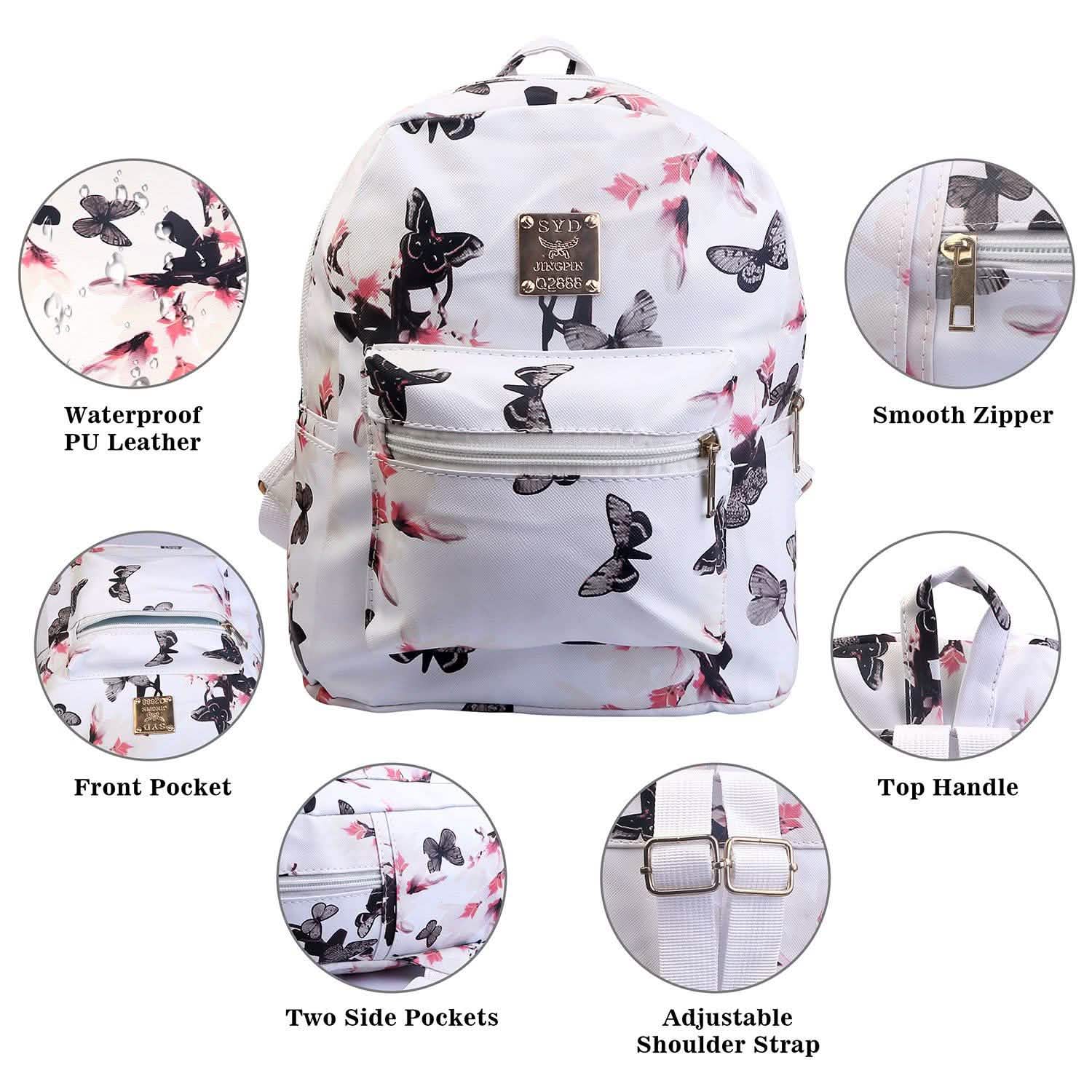 Floral Print Backpack Waterproof Knapsack