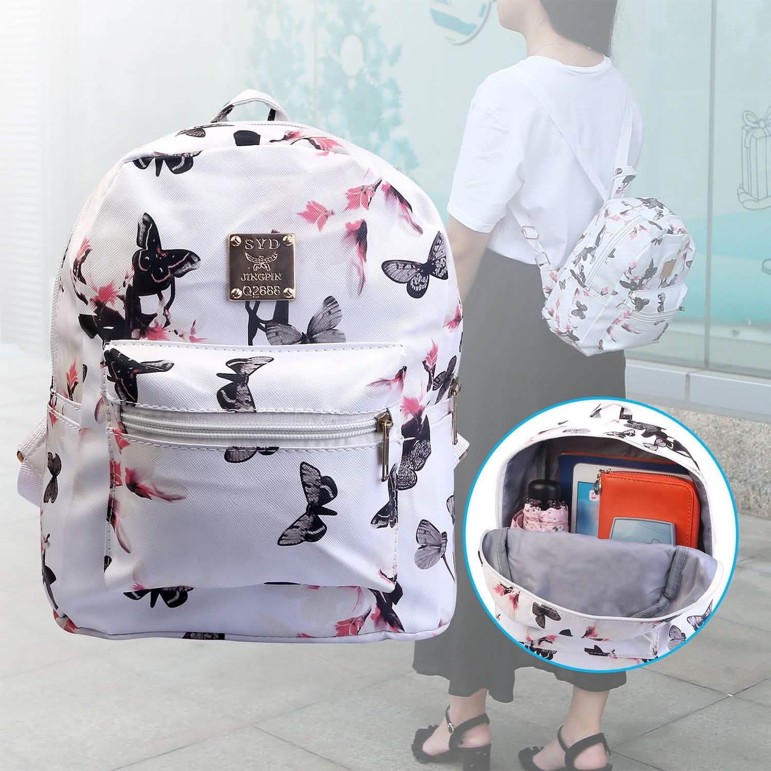 Floral Print Backpack Waterproof Knapsack