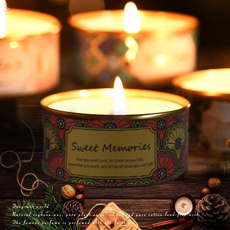 Floral Scented Smokeless Candle Tin Can Perfume Scented Candles for Home Relaxing Stress Relief Aromatherapy  Natural Soy Wax And Fragrance Handmade Scented Candle Natural Soy Wax Home Cristmas Decoration