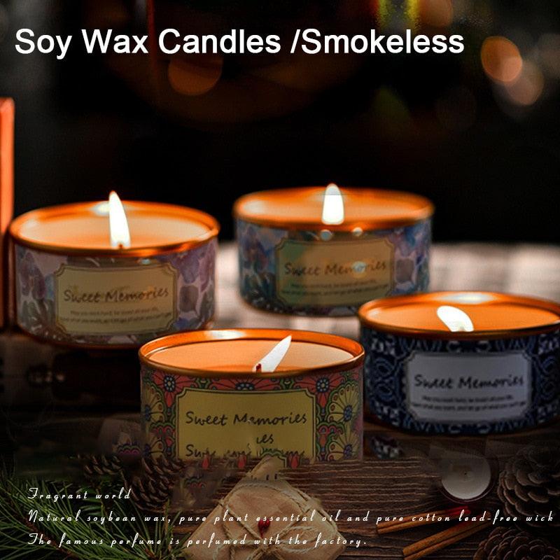 Floral Scented Smokeless Candle Tin Can Perfume Scented Candles for Home Relaxing Stress Relief Aromatherapy  Natural Soy Wax And Fragrance Handmade Scented Candle Natural Soy Wax Home Cristmas Decoration