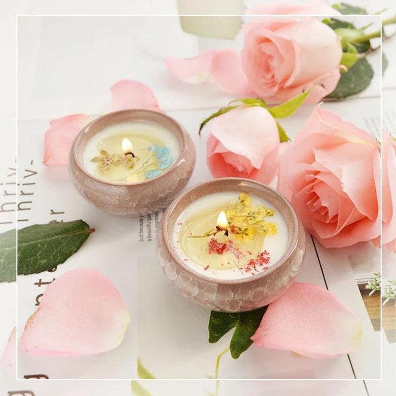Flower Aromatherapy Candle Soy Wax Home Decorative Scented Candles  Portable Travel Jar Aromatherapy Candles Set Used for Stress Relief in Bath Yoga Sleep Ideal for Thanksgiving Christmas Birthday Wedding Party Home Decoration Aroma Candles