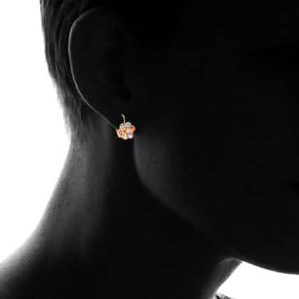 Flower Shaped Leverback Drop Earrings Made with Swarovski Crystals